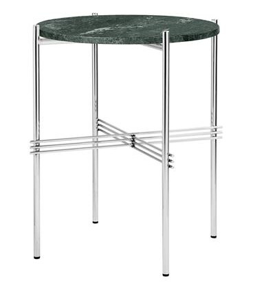 GUBI TS Sidebord Rundt Ø40 Polert Stål/grønn Guatemala Marmor GUBI TS Sidebord Rundt Ø40 Polert Stål/grønn Guatemala Marmor