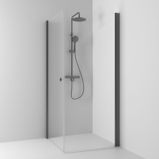 Svedbergs Skoga Dusjhjørne Rett 80x80 cm, Blyantsort/Klarglass