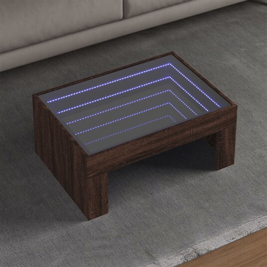 Salongbord med Infinity LED brun eik 70x50x30 cm 847615