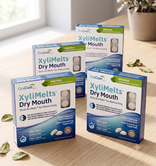 XyliMelts klebetabletter mild mint 40 stk 4 stykker XyliMelts klebetabletter mild mint 40 stk 4 stykker