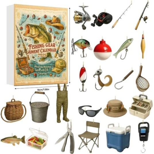 Fiske adventskalender 2026 24 delt fiskeutstyrssett 24 dagers adventskalender med fiskeagn overraskende julegavesett akrylanheng