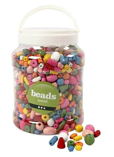 Creativ Company Wooden Beads in Storage Bucket