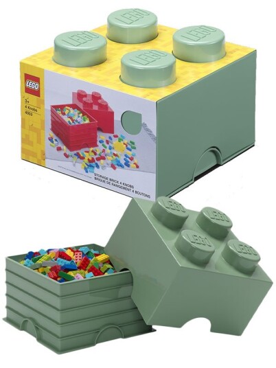 LEGO Storage Brick 4 oppbevaringsboks med lokk 25 x 25 cm sand green LEGO Storage Brick 4 oppbevaringsboks med lokk 25 x 25 cm sand green