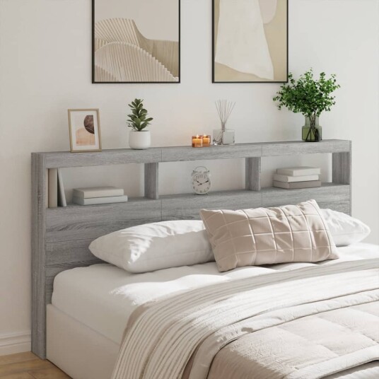 Hodegavl skap med LED grå sonoma 200x17x102 cm 8721012465374