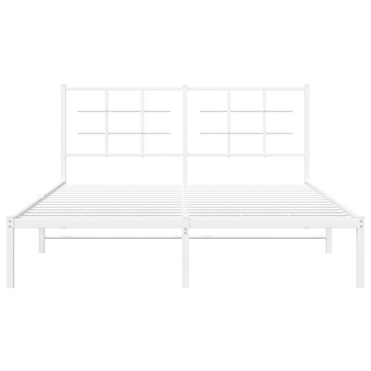 vidaXL Sengeramme i metall med sengegavl hvit 150x200 cm 8721012304116