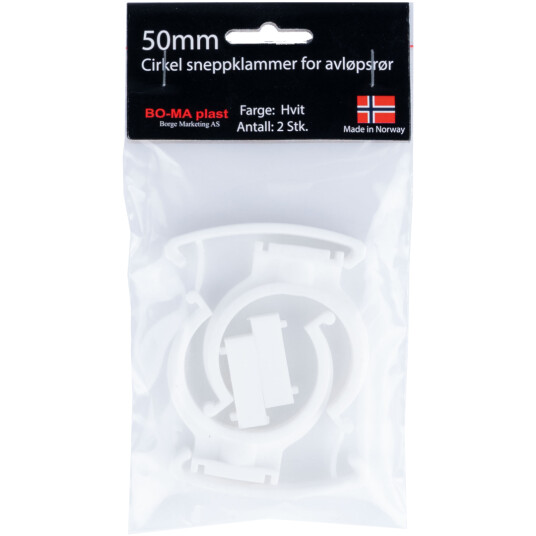 RØRKLAMMER 50 MM HVIT PLAST 2PK.