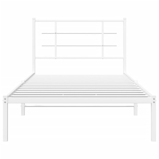 vidaXL Sengeramme i metall med hodegavl hvit 107x203 cm 8721012304055