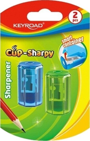 Keyroad Plast Blyantspisser Cup-Sharpy, Enkel Med Beholder, 8 Mm, 2 Stk, Blister