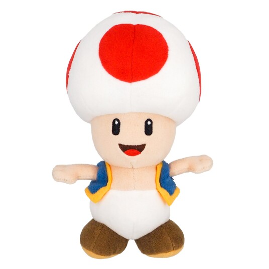 Super Mario Toad Plysjbamse 20 cm i Rød med Blå Detaljer Super Mario Toad Plysjbamse 20 cm i Rød med Blå Detaljer