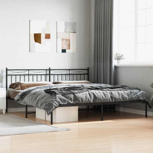 vidaXL Sengeramme i metall med sengegavl svart 193x203 cm 8721012210066