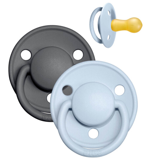 Bibs De Lux Smokker Str. 2 2 pack Rund Iron/Baby Blue 6 18 md Smokk Blå Grå 62 86