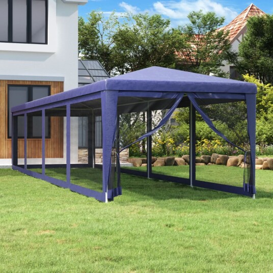 vidaXL Festtelt med 10 sidevegger av netting blå 3x12 m HDPE vidaXL Festtelt med 10 sidevegger av netting blå 3x12 m HDPE