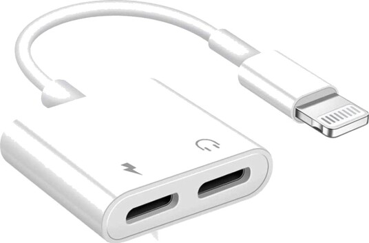 Sign Lightning til 2x Lightning-adapter, 5V, 2A, 10cm - Lad og lytt - Hvit