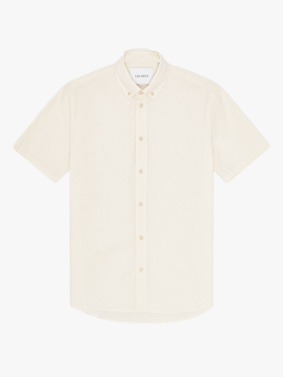 Les Deux Konrad Cotton Linen Short Sleeve Shirt Hvit XL