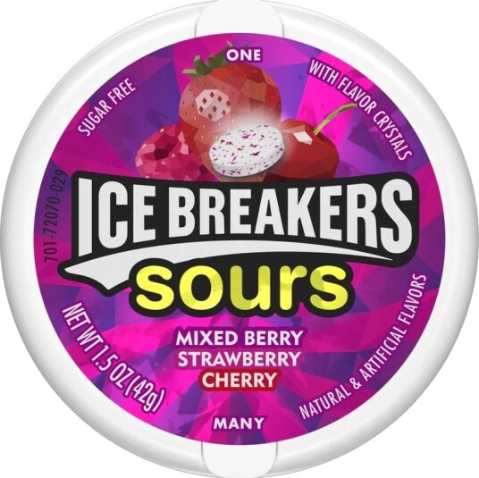 Ice Breakers Sours Sugar Free Candy Sukkerfrie Sukkertøy med Fruktsmaker 42 gram USA Import