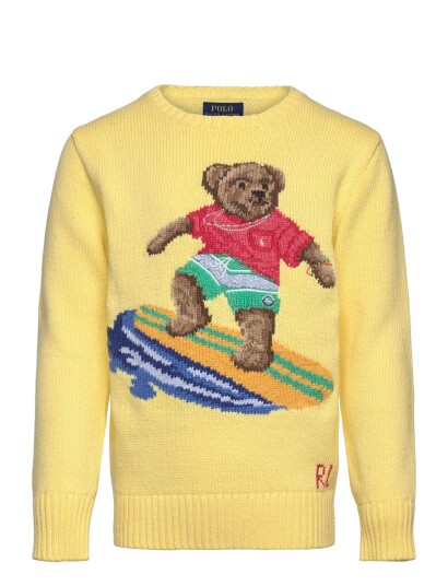 Ralph Lauren Kids Polo Bear Cotton Sweater   Yellow   117 123