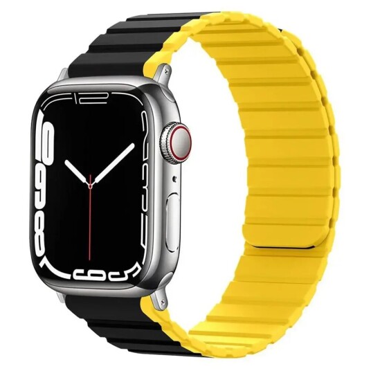 Lippa Apple Watch (38/40/SE/41mm) Magnetisk Silikon Multi Reim - Svart / Gul