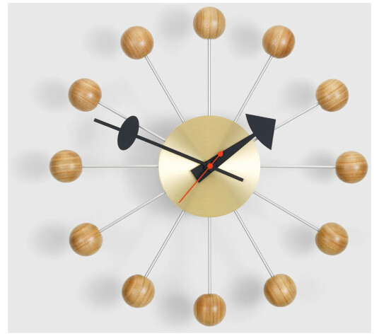 Vitra Ball Clock, Brass, Cherry Vitra Ball Clock, Brass, Cherry