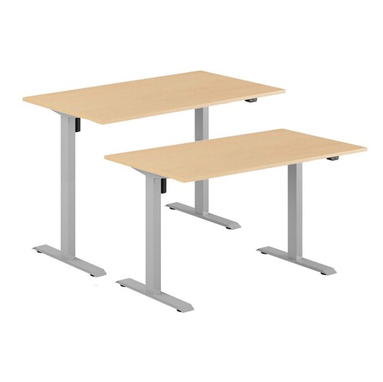 Design Studio Høydejusterbart Elektrisk Skrivebord, Grått Stativ, Bordplate I Bok, 8 Størrelser