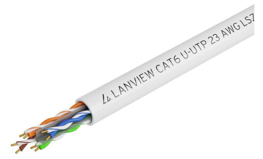 Lanview 305 m Cat 6A Samlet Kabel - Halogenfri - Hvit