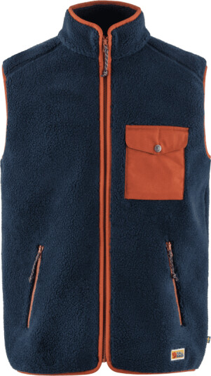 Fjellreven Men's Vardag Pile Fleece Vest XL , Navy-Autumn Leaf