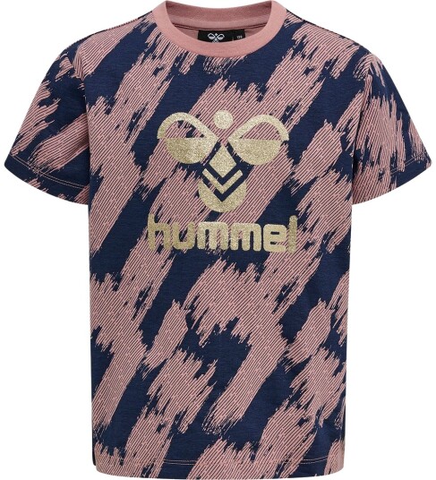 Hummel T skjorte hmlEmerson Wood Rose/Navy Hummel 6 år (116) T skjorte Blå Rosa