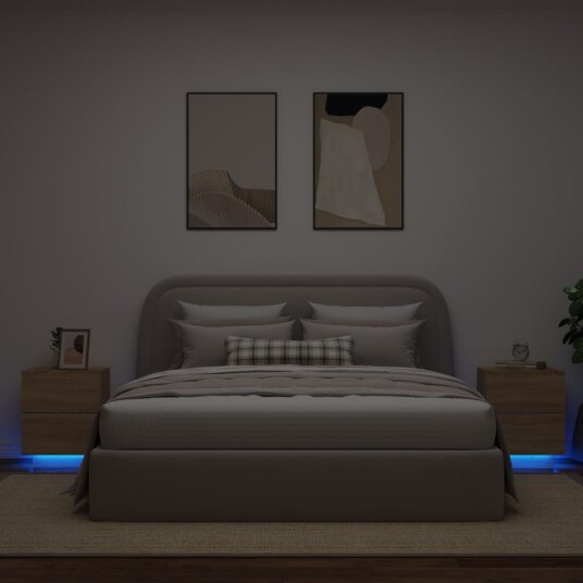  Nattbord med LED 2 stk sonoma eik konstruert tre 8721012253247
