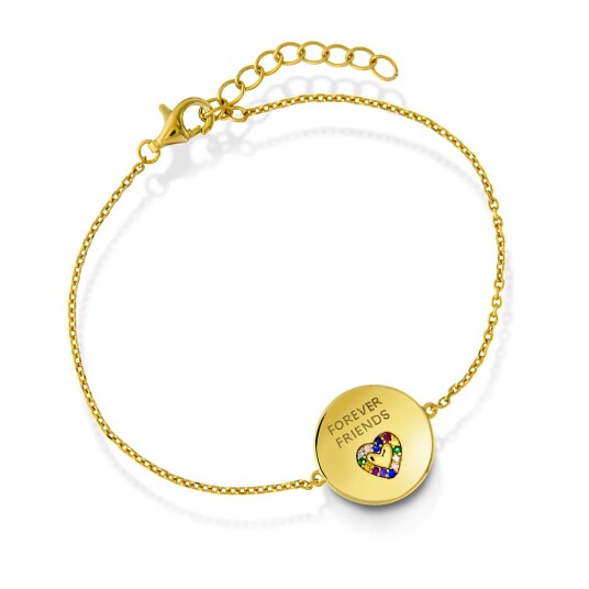 Pan Jewelry, Armbånd i 925 forgylt sølv med zirkonia og teksten “FOREVER FRIENDS”