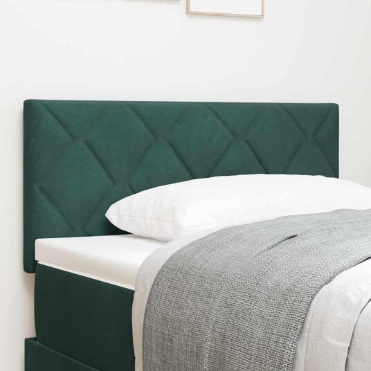 Hodegavl med diamantblokkdesign i mørkegrønn 100 cm i fløyel.
