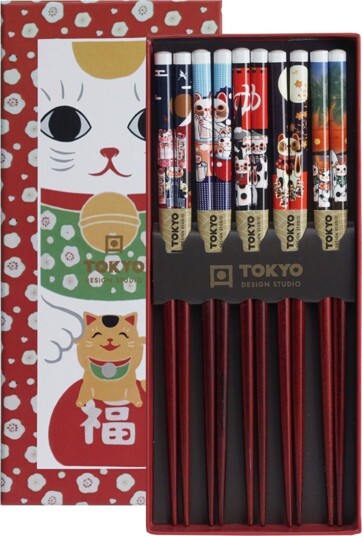 Tokyo design studio Spisepinner gavesett, 5 par, lucky cats Tokyo design studio Spisepinner gavesett, 5 par, lucky cats