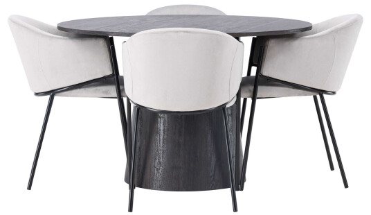 Venture Design Lanzo & Evelina spisegruppe Grå/svart 4 stoler & bord 120 cm