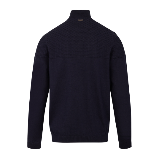 Abel Half-zip Navy XL Brick pattern cashmere knit