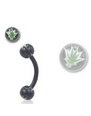 Utgått Weed 1.2 x 8 mm Svart Øyenbrynspiercing