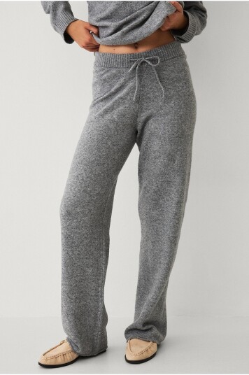Ellos STUDIO Bukser Soft Plain Knitted Pants Strai Grå