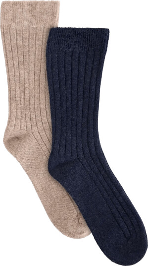 Huttelihut Wool Rib Socks 2 Pack   Navy   15\18
