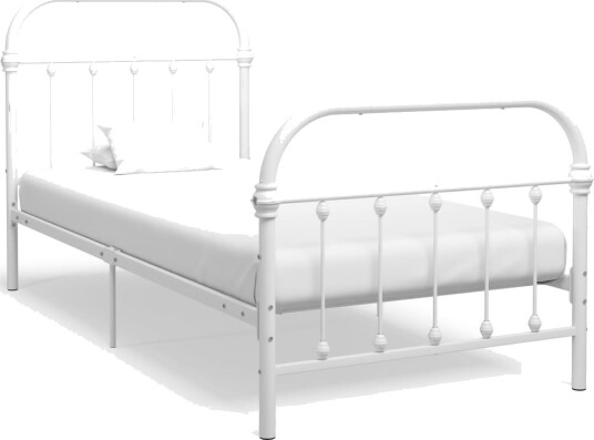  Sengeramme hvit metall 90x200 cm