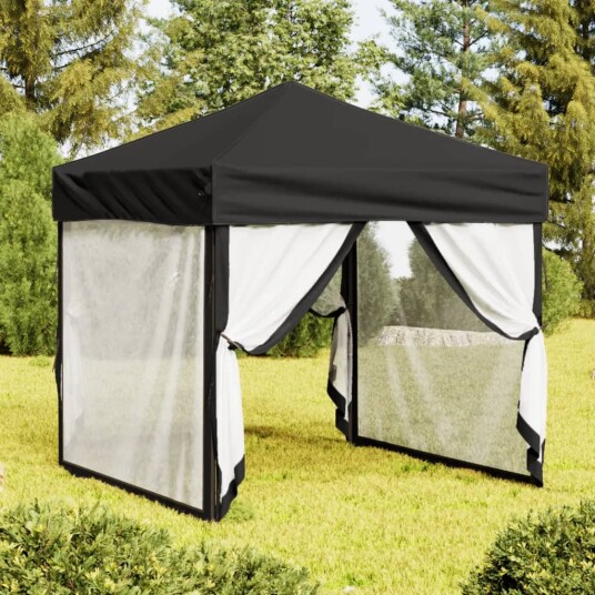 vidaXL Sammenleggbart festtelt med sidevegger svart 2x2 m vidaXL Sammenleggbart festtelt med sidevegger svart 2x2 m