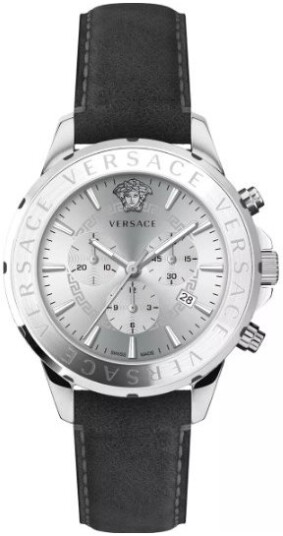 Versace Herreklokke VEV601223 Signature Sølvfarget/Lær Ø44 mm