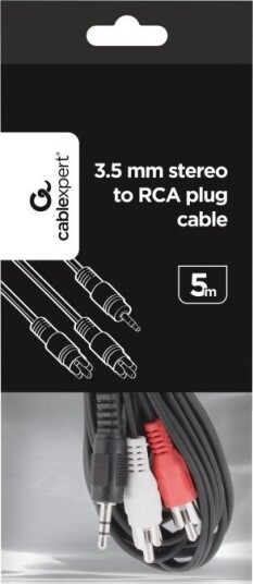 Gembird Cca 458 Lydkabel Rca X 2 Hann Til Mini Phone Stereo 3.5 Mm Hann 5 M