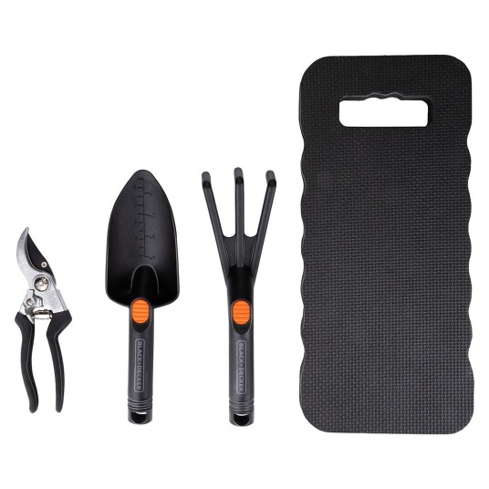 Black+Decker Hageredskapsett 4 deler - Beskjæringssaks, Plantespade, Plantekrafse, Knepute Black+Decker Hageredskapsett 4 deler - Beskjæringssaks, Plantespade, Plantekrafse, Knepute