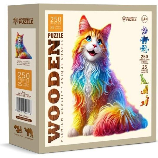 WoodenCity Trepuslespill 250 Brikker Colorful Cat Fantasy WoodenCity Trepuslespill 250 Brikker Colorful Cat Fantasy