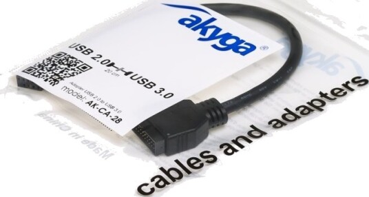 Akyga Intern Usb Adapter 20 Pins Usb 3.0 Plugg Hann Til 10 Pins Usb Kontakt Hunn 20 Cm Grå