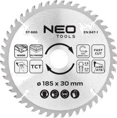 NEO Tools 57-666 Sirkelsagblad for tre - 185x30mm, 48 tenner