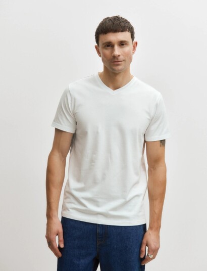 Enkel Studio V Neck Tee 2 Pack Esnohr   White   L