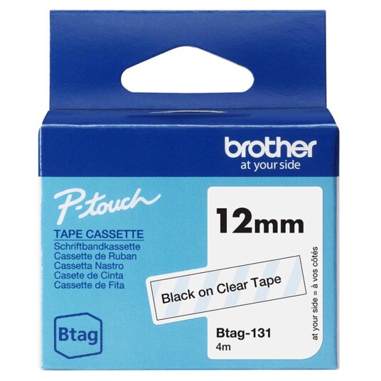 Brother Tape Btag-131 12mm Svart/gjennomsiktig
