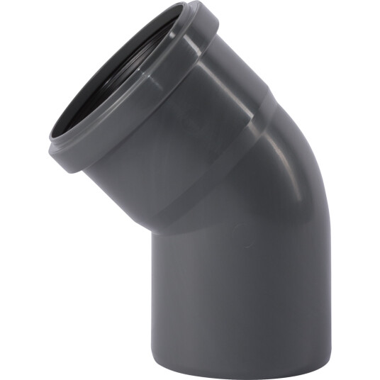 HT Safe 75mm 45° Bøyning for Overvanns- og Drensrør i Grå Plast