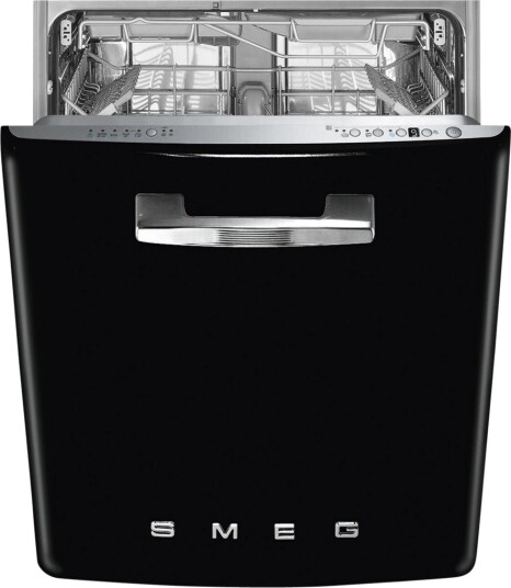 Smeg 50-talls stil Underbygd Oppvaskmaskin i Svart med 13 Kuverter og Aquastop