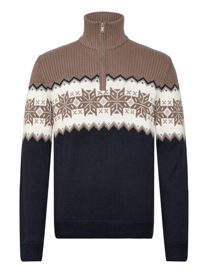 Lindbergh Jacquard Half Zip Christmas Knit - Multi/patterned - S Lindbergh Jacquard Half Zip Christmas Knit - Multi/patterned - S