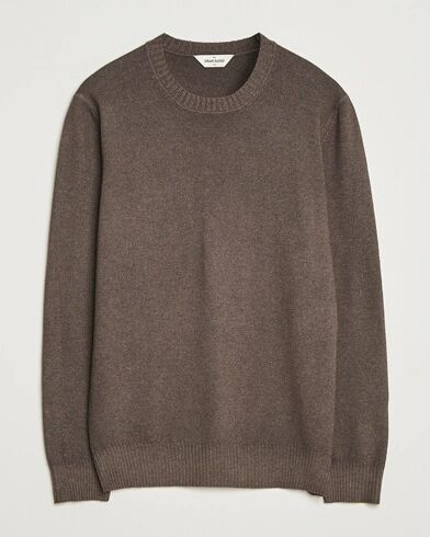 Gran Sasso Wool/Cashmere Washed Crew Neck Brown Melange Gran Sasso Wool/Cashmere Washed Crew Neck Brown Melange