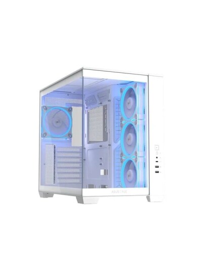 ASUS A32 PLUS Midi Tower Kabinett Hvit med Herdet Glass